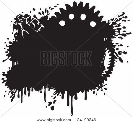 Vector Splatter and Gear Vector Background Silhouette Clip Art Illustration