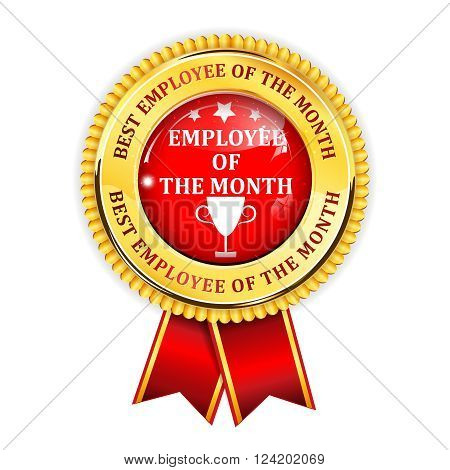Employee of the month - elegant golden red award ribbon