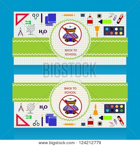 Back to school set of banners and icons preschool. Kindergarten classroom
back to school - set of tow banners don't take the bear. Vector school illustration.