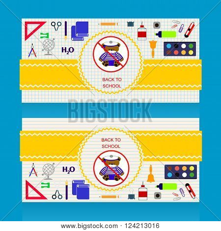 Back to school set of banners and icons preschool. Kindergarten classroom
back to school - set of tow banners don't take the bear. Vector school illustration.