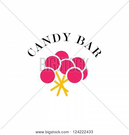 Vector flat candy bar and sweet shop logo design. Sweet store insignia design. Bakery, kid toys store, home made cakes and pies logo, restaurant, cafe, catering brand mark design.