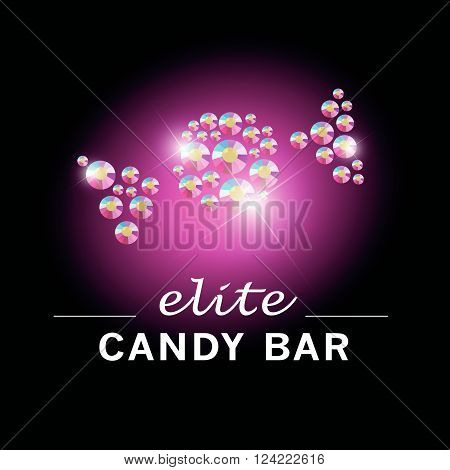 Vector flat candy bar and sweet shop logo design. Sweet store insignia design. Bakery, kid toys store, home made cakes and pies logo, restaurant, cafe, catering brand mark design.