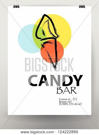 Vector flat candy bar and sweet shop logo design. Sweet store insignia design. Bakery, kid toys store, home made cakes and pies logo, restaurant, cafe, catering brand mark design.