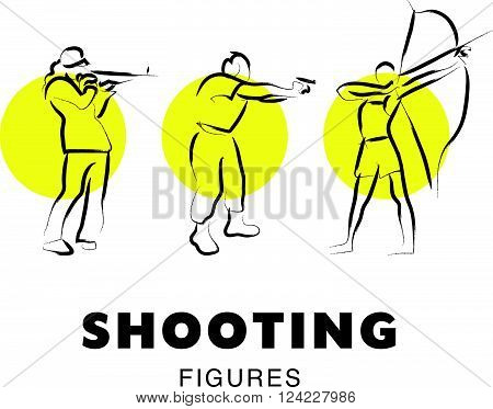 Hand drawn spotsman silhouette sketch. Human athlete figure isolated. Good for any sport competition advertising design, poster, placard, leaflet template. Sport magazine article illustration, print design.