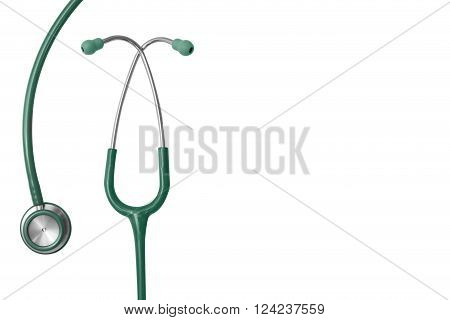 isolated green stethoscope with blank copy space