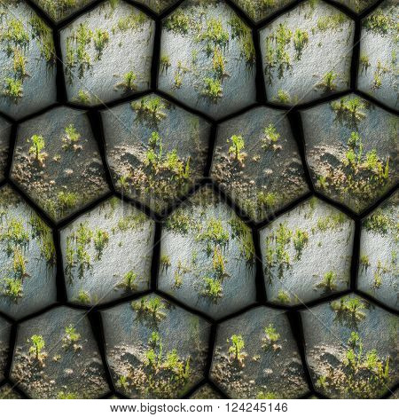 Seamless pattern of stones, grass and clay