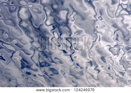 Abstract decorative background in blue and white colors with patterns of a variety of shapes wavy lines and spots