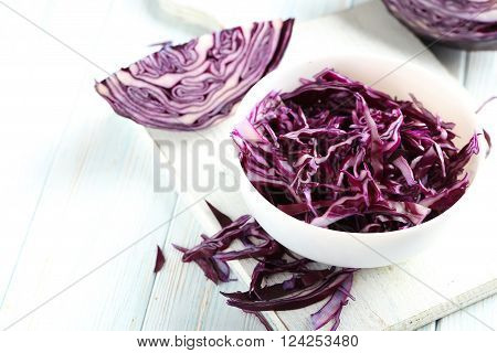 Ripe Red Cabbage On A Blue Wooden Table