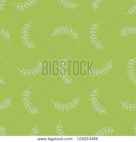 Seamless pattern with branches and leaves on chartreuse background vector illustration for postcards textile etc.