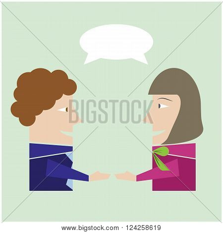 Man hand shake with woman business and finance concept. Vector illustration.