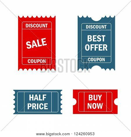 Sale tickets vector collection. Coupon and buy tag and price label paper promotion discount