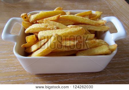 Fried potato sticks in a white bowl
** Note: Visible grain at 100%, best at smaller sizes