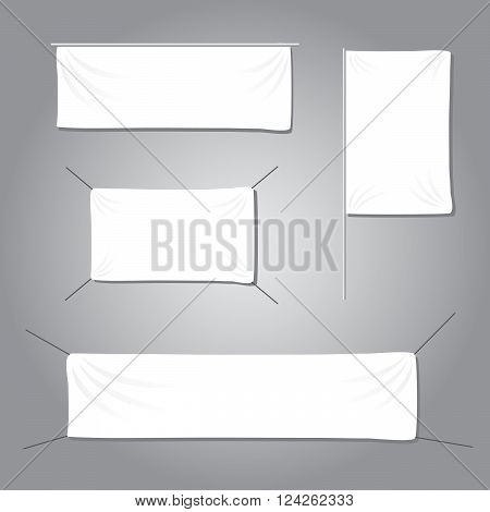 White textile banners with folds template set