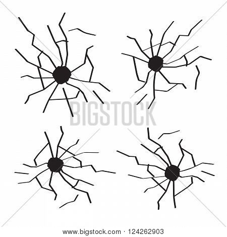 Bullet holes icons set. 10 eps vector illustration