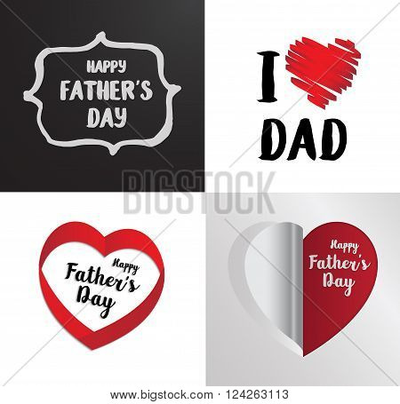 Happy fathers day invitation card with heart and typ font