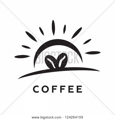 Coffee beans with sun shine. 10 eps vector illustration
