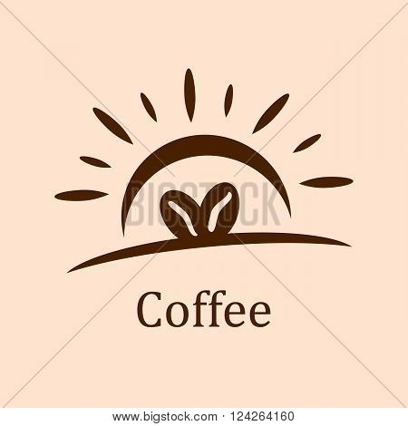 Coffee beans with sun shine. 10 eps vector illustration