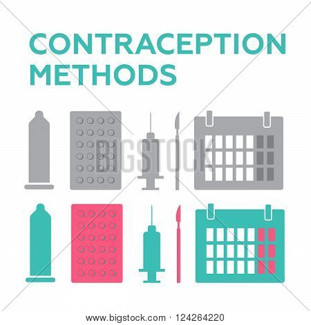 Pregnancy icons set contraception. 10 eps vector illustration