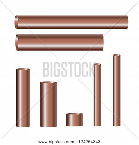 Copper pipes and hollow tons. 10 eps vector illustration