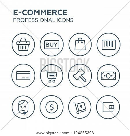 Shopping business e-commerce delivery icons. 10 eps vector illustration
