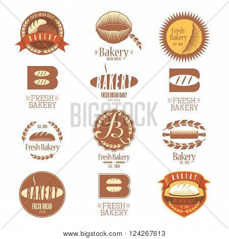 Collection of vector bakery logo. Fresh bakery cafe restaurant signs