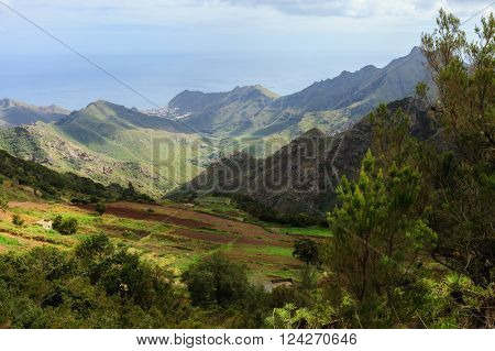 Beautiful mountain landscape on tropical island Tenerife, Canary in Spain. Breathtaking scenery from Anaga mountains.