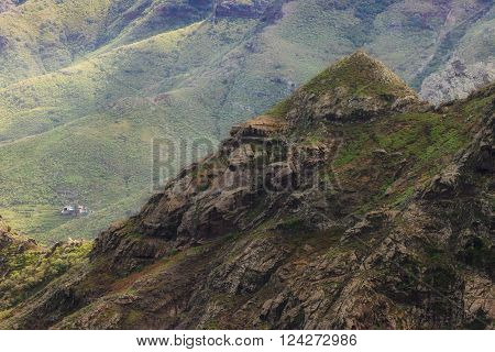 Beautiful mountain landscape on tropical island Tenerife, Canary in Spain. Breathtaking scenery from Anaga mountains.