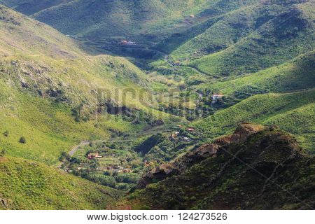 Beautiful mountain landscape on tropical island Tenerife, Canary in Spain. Breathtaking scenery from Anaga mountains.