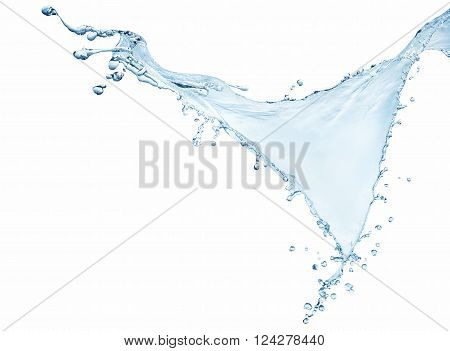 Big blue water splash isolated on the white background