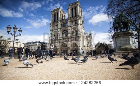 PARIS, FRANCE - MARCH 25, 2016: Notre Dame Cathedral in Paris