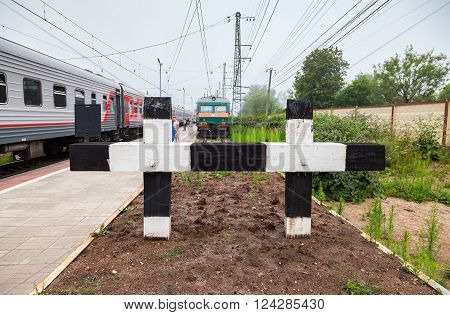 BOLOGOE RUSSIA - JUNE 30 2013: View of Rail Terminal in morning. Large railway junction on the October railway between Moscow and St. Petersburg. The station was opened in 1851