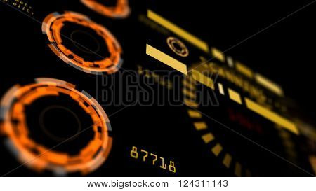 Abstract advanced technology control panel user interface. 3d rendering.