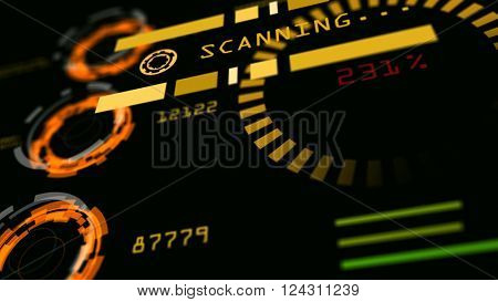 Abstract advanced technology control panel user interface. 3d rendering.