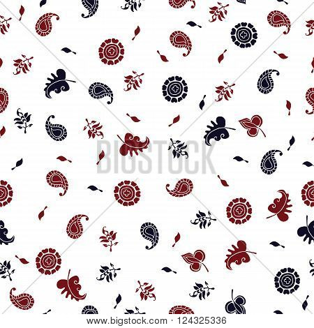 Vector India naive  traditional floral textile print  seamless pattern