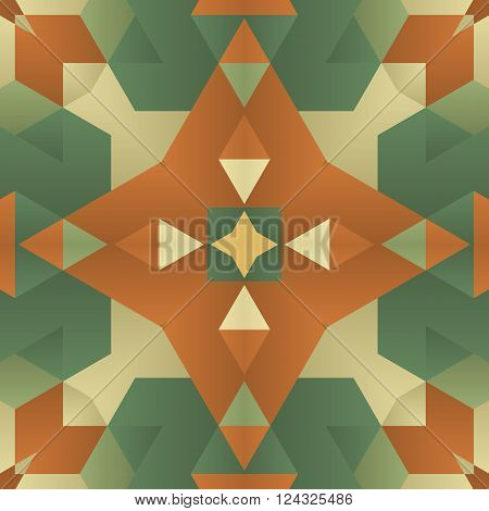 Symmetrical background element with bold geometrical patterns and stylized floral pattern. For wallpaper, pattern fills, web page background, surface textures for print and dalle production.
