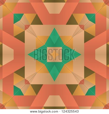 Symmetrical background element with bold geometrical patterns and stylized floral pattern. For wallpaper, pattern fills, web page background, surface textures for print and dalle production.