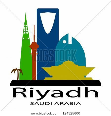 Riyadh Saudi Arabia skyline silhouette color logo