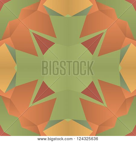 Symmetrical background element with bold geometrical patterns and stylized floral pattern. For wallpaper, pattern fills, web page background, surface textures for print and dalle production.
