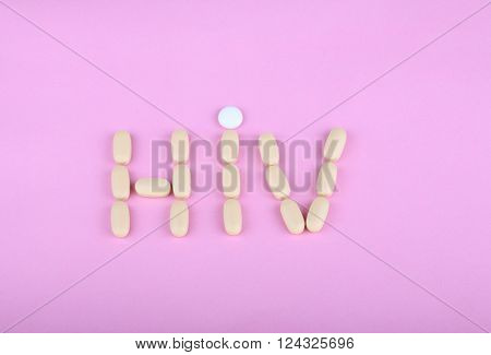 image of many hiv therapy efavirenz on pink background