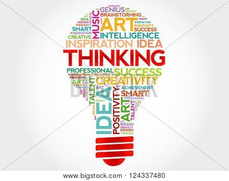 Thinking bulb word cloud concept, presentation background
