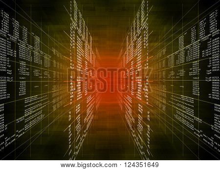 Abstract colorful background with numbers and lines, technology concept
