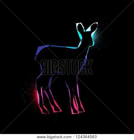 Vector illustration of a Space deer on black background