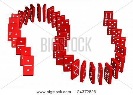Concept : domino effect isolated on white background. 3D render.