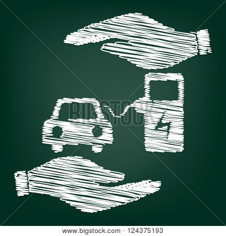 Electrocar battery charging sign. Flat style icon with scribble effect