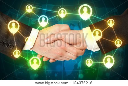 Business handshake, social netwok concept