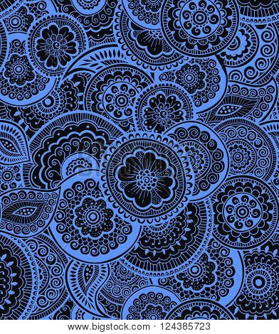 Decorative nature ornamental seamless pattern. Zen-tagle style and mehndi style.