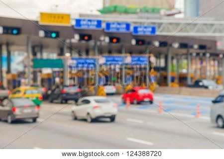 Blurry Of Car In Toll Collecting On The Expressway In Bangkok Thailand