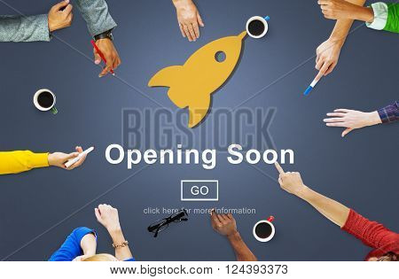 Opening Soon Launch Welcome Advertising Commercial Concept