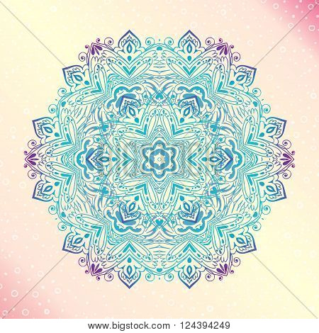 Mandala. Floral vintage round amulet. Indian Arabic Buddhist medallion. It can be used for tattoo prints on t-shirts design and ad restaurants wedding cards