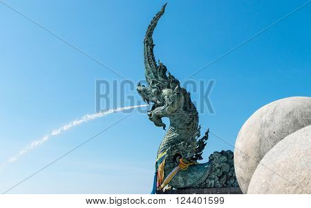 Naga at Songkhla lake with blue sky